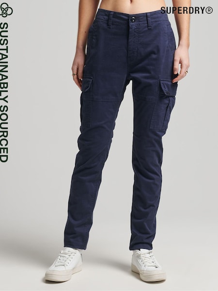 Albastru - Pantaloni tip cargo Superdry Cotton Slim Chiloți (T15140) | 220 LEI