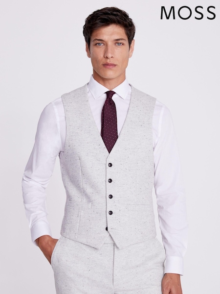 MOSS Grey Slim Fit Donegal Suit Waistcoat (T15242) | €59