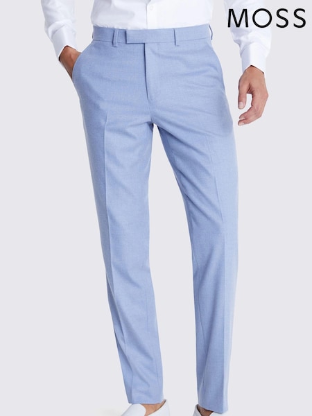 MOSS Light Blue Tailored Fit Flannel Suit Trousers (T15255) | €42