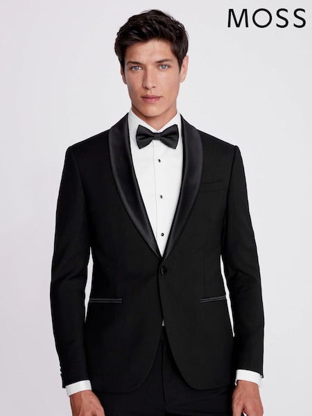 MOSS Black Slim Fit Tuxedo Suit Jacket (T15265) | 446 QAR
