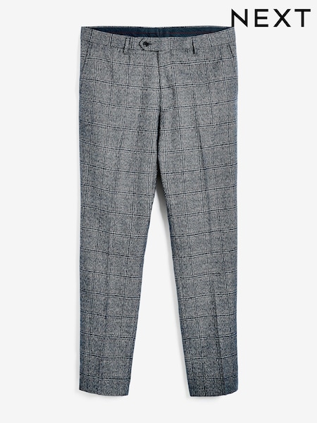 Blue/Brown Slim Fit Check Suit: Trousers (T15659) | €27