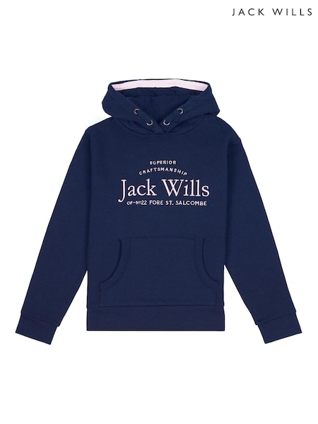 Jack Wills Blue Script Overhead Hooded Sweatshirt (T15797) | €20 - €24