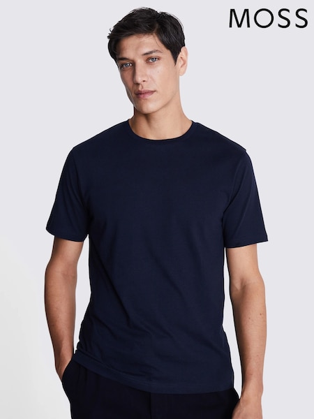 Темно-синий - MOSS круглий виріз 100% Cotton футболки (T15923) | 901 грн