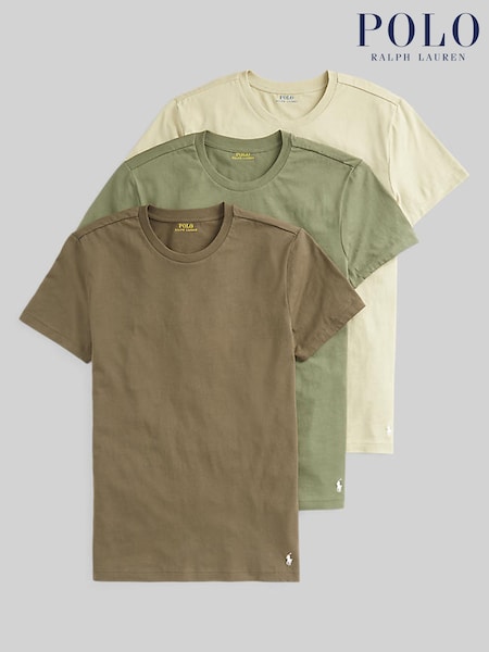 Зелений - Бавовняні футболки Polo Ralph Lauren Slim 100% 3 Pack (T16451) | 3 605 грн