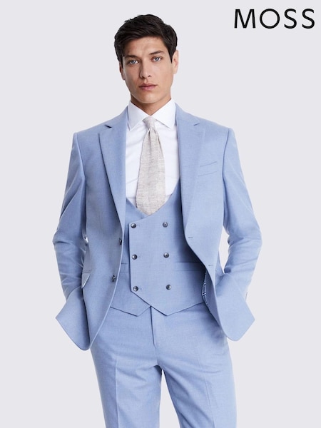 MOSS Light Blue Tailored Fit Flannel Suit Jacket (T16775) | 294 QAR