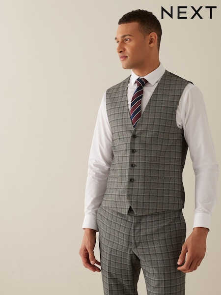 Grey/Brown Check Waistcoat (T18165) | €12