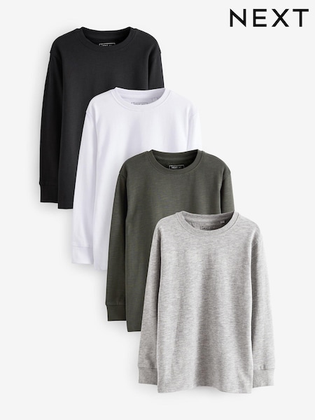Negro/blanco/gris - Long Sleeve Cosy T-Shirts 4 Pack (3-16yrs) (T18750) | 28 € - 36 €