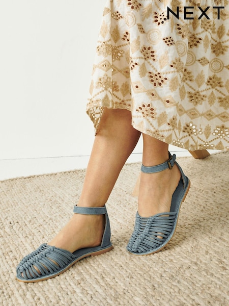 Blau - Ankle Strap Huarache Sandals (T18832) | 19 €