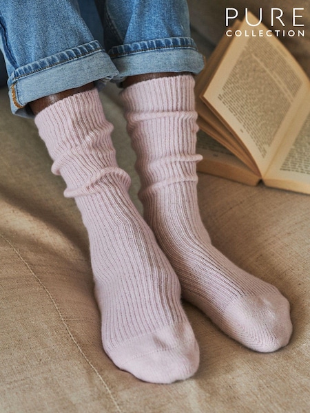 Pure Collection Pink Cashmere Blend Bed Socks (T18905) | €24