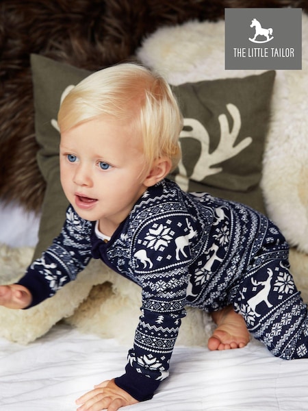 Azul - The Little Tailor Baby 100% Cotton Reindeer Christmas Fairisle Pattern All-In-One (T19331) | 31 €