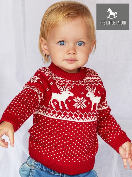 The Little Tailor Baby Christmas 100% Cotton Reindeer Fairisle Pattern Jumper (T19334) | €37