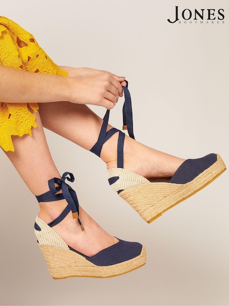 Sininen - Jones Bootmaker Ladies Alyssa Wedge Espadrilles (T19575) | €140