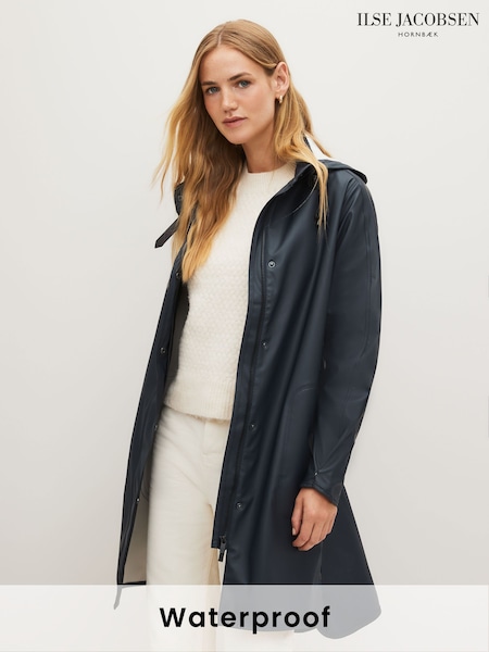 כחול כהה - Ilse Jacobsen Loose Fit Waterproof A Shape Raincoat (T19732) | ‏759‏₪
