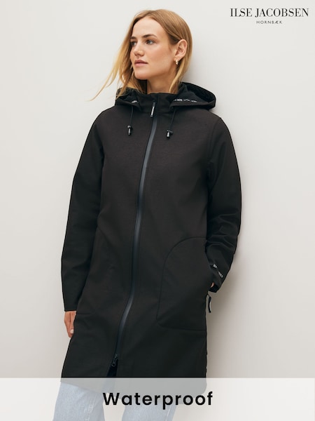 שחור - Ilse Jacobsen Waterproof A Line Softshell Raincoat (T19736) | ‏1,323‏₪