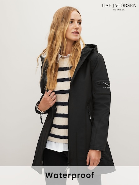 שחור - Ilse Jacobsen Waterproof Functional Softshell Raincoat (T19737) | ‏1,247‏₪