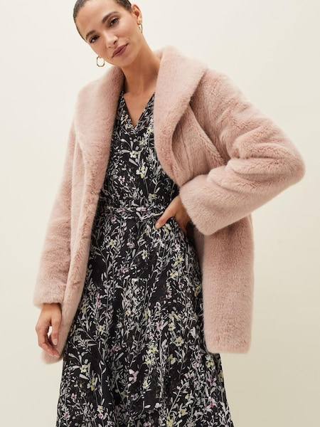 Phase Eight Pink Meg Faux-Fur Coat (T19893) | €121
