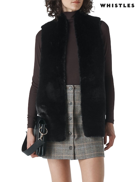 Whistles Black Faux Fur Gilet (T20019) | €114