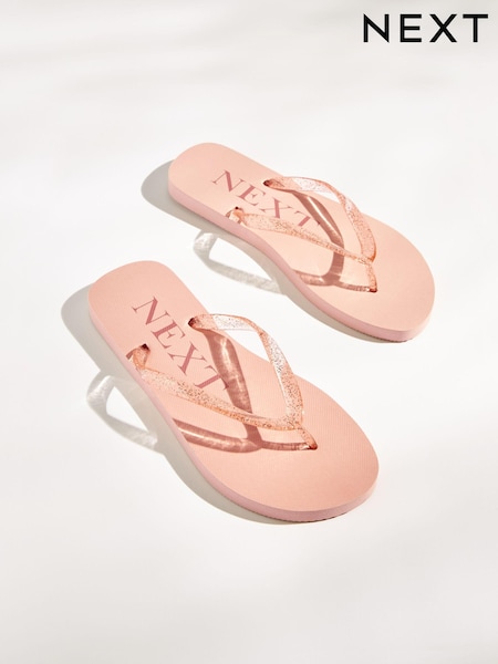 Blush Glitter Beach Flip Flops (T22014) | €12