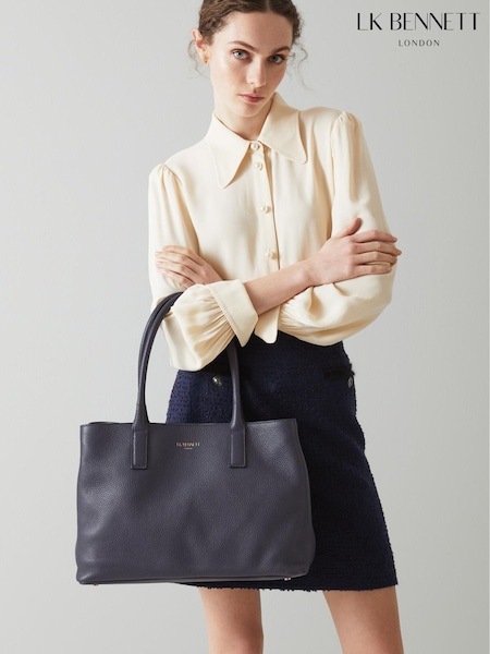 Bleu - LK Bennett Sac cabas en cuir Lillian (T22283) | € 175