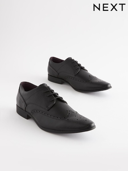 Black Wide Fit Brogue Shoes (T22368) | €18