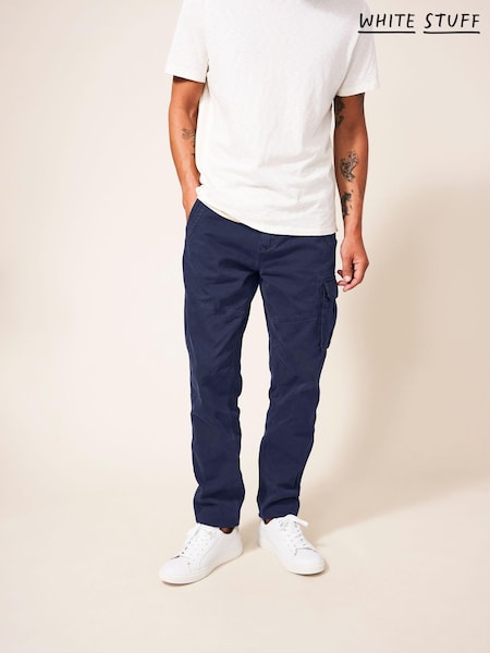 White Stuff Blue Kegworth Cargo 100% Cotton Trousers (T22599) | €46