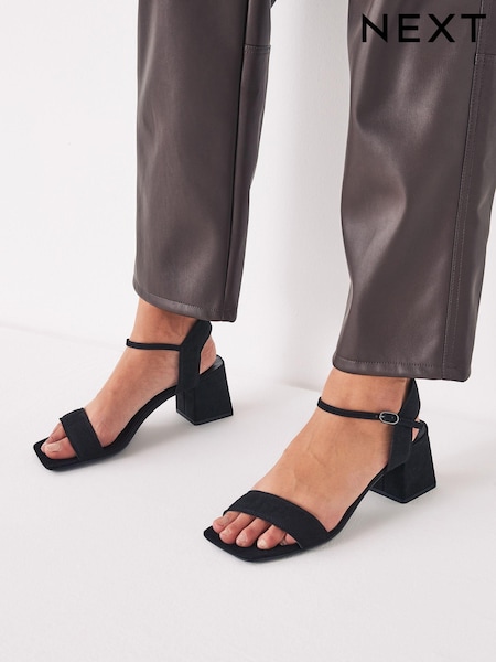 Black Textile Regular/Wide Fit Forever Comfort® Simple Block Heel Sandals (T23967) | €16
