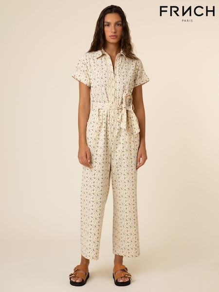 Frnch Cream Floral Print Zip Jumpsuit (T23996) | €45