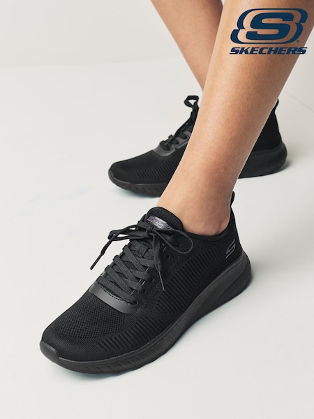 Skechers Black Chrome Womens Bobs Squad Chaos Face Off Trainers (T24240) | €84