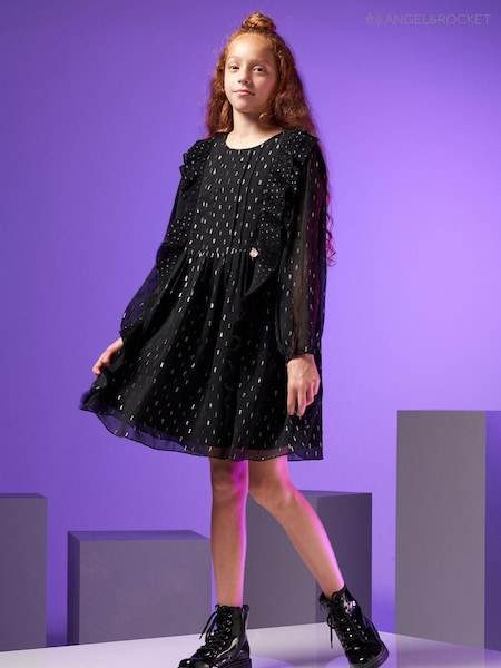 Angel & Rocket Charlotte Black Metallic Yarn Spot Dress (T24397) | €8.50 - €10