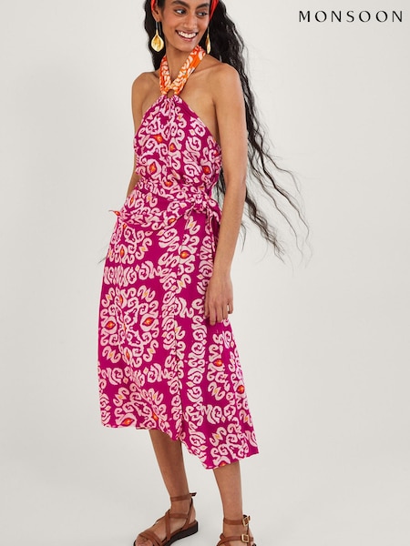 Monsoon Pink Bandhani Print Halter Ring LENZING™ ECOVERO™ Cami Top (T24600) | €21.50