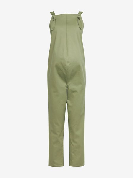 Зеленый хаки - Maternity Adjustable Strap Cotton Relaxed Jumpsuit (T25404) | €12