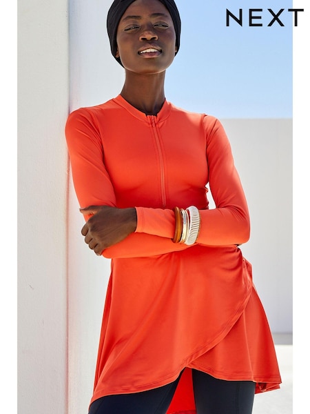 Rose Pink Long Sleeve Burkini Swim Dress (T25462) | €12