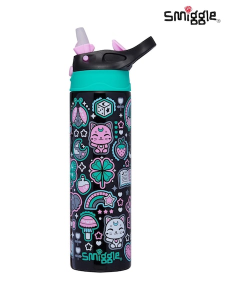 Black Mix - Smiggle Aspire Insulated Stainless Steel Flip Drink Bottle 520ml