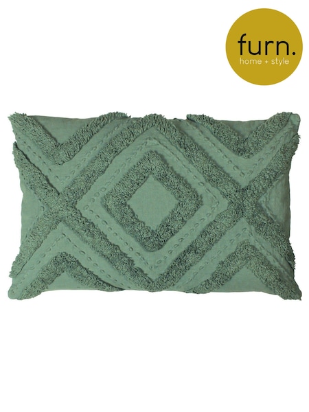 Furn Eucalyptus Green 100% Cotton Orson Tufted Polyester Filled Cushion (T26738) | 109 QAR