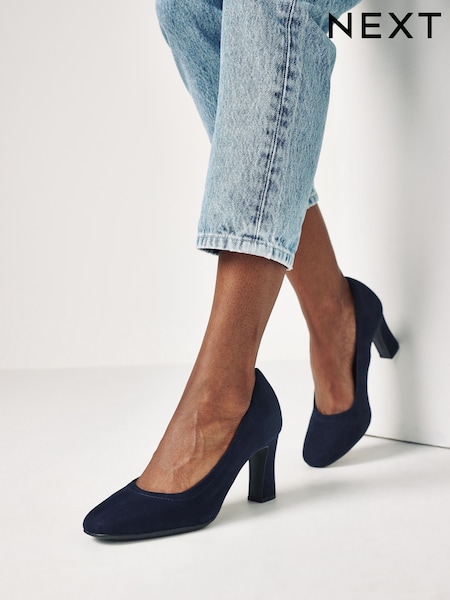 Темно-синий - Forever Comfort® Round Toe Block Heel Court Shoes (T26954) | €16