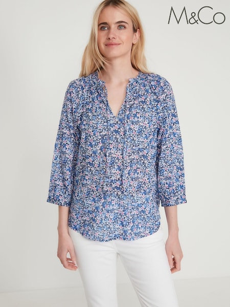 M&Co Blue Floral Blouse (T26956) | € 9
