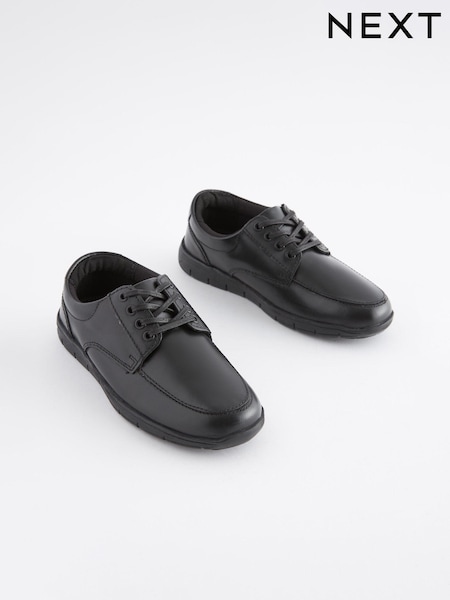 Black Standard Fit (F) School Leather Lace-Up Shoes (T28045) | $47 - $61