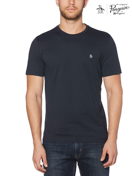 כחול כהה - Original Penguin Pin Point 100% Cotton Logo T-shirt (T28579) | ‏151‏₪