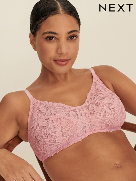 Pink Total Support Non Pad Non Wire Full Cup Comfort Lace Bra (T29686) | € 8