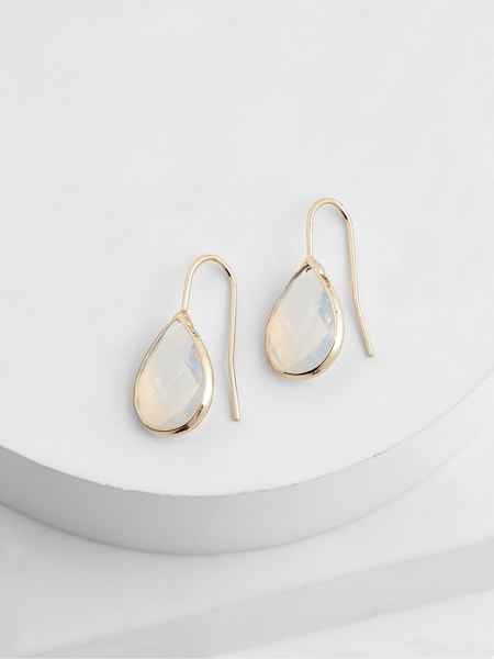 Gold Tone Teardrop Opal Earrings (T29741) | €5.50