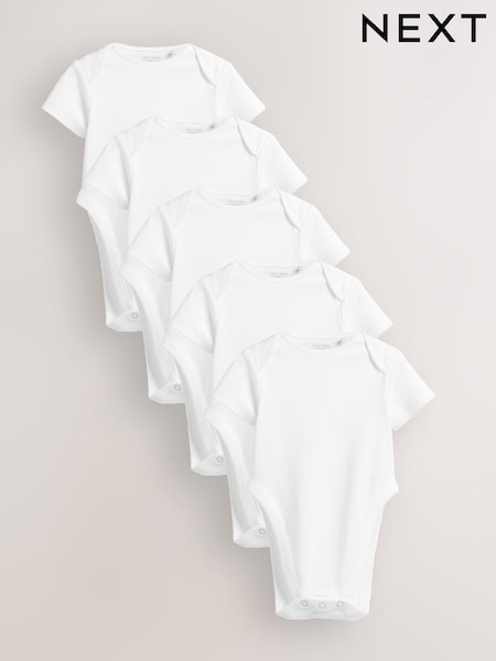 White Hip Dysplasia Short Sleeve Bodysuits 5 Pack (T30040) | R$ 145 - R$ 165