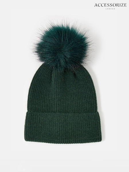 Accessorize Green Womens Knit Pom Pom Beanie (T31087) | €17.50