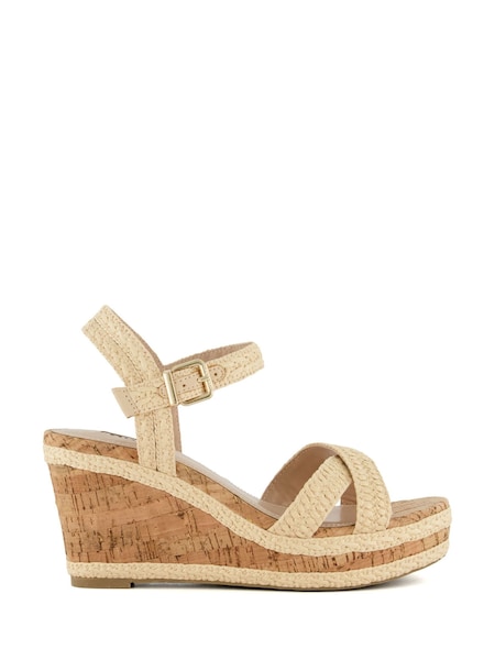 Dune London Natural Chrome Wide Fit Braided Upper High Wedge Heel Kelisa Sandals (T31127) | AZN 213