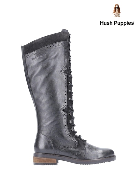 Schwarz - Hush Puppies Rudy Zip Lace Up Long Boots (T31407) | 226 €