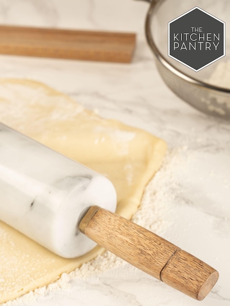 Kitchen Pantry White Marble Rolling Pin With Stand (T31478) | €34