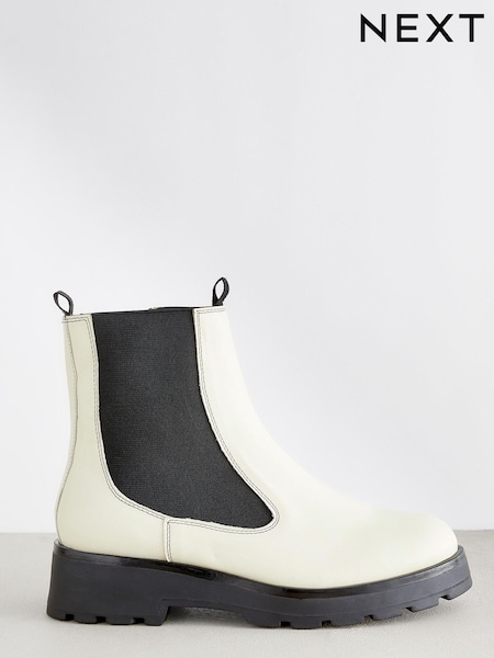 Bone Extra Wide Fit Forever Comfort® Leather Chunky Sole Chelsea Boots (T31513) | € 28