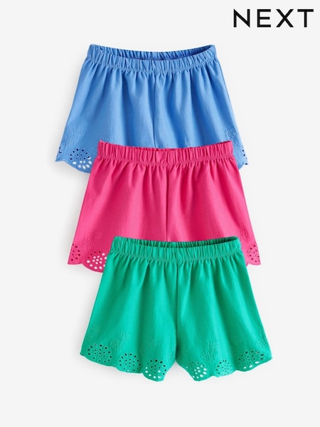 Roza/modra/zelena - Jersey Broderie Shorts 3 Pack (3mths-8yrs) (T31523) | € 11 - € 15