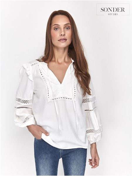 Sonder Studio Cream Trim Insert Blouse (T33161) | €18