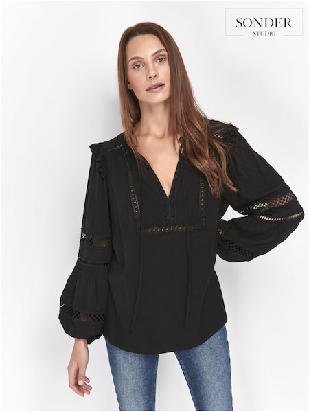 Sonder Studio Black Trim Insert Blouse (T33162) | €18