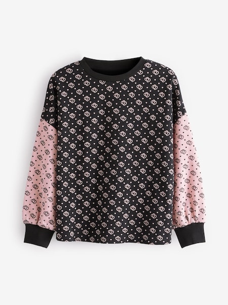 Črno-belo/roza - Cuffed Cosy Jersey Long Sleeved Top (3-16yrs) (T33453) | € 7 - € 9